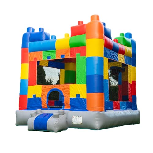 HeroKiddo 12.5'x13' Commercial Bounce House with Blower & Basketball Hoop; Durable 13' Tall Marble Vinyl Inflatable Jumper for Kids and Adults, Rental Quality, Indoor & Outdoor